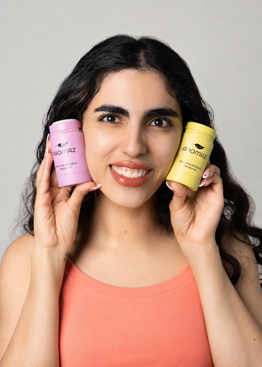 Amber bottle with natural personal care ingredients