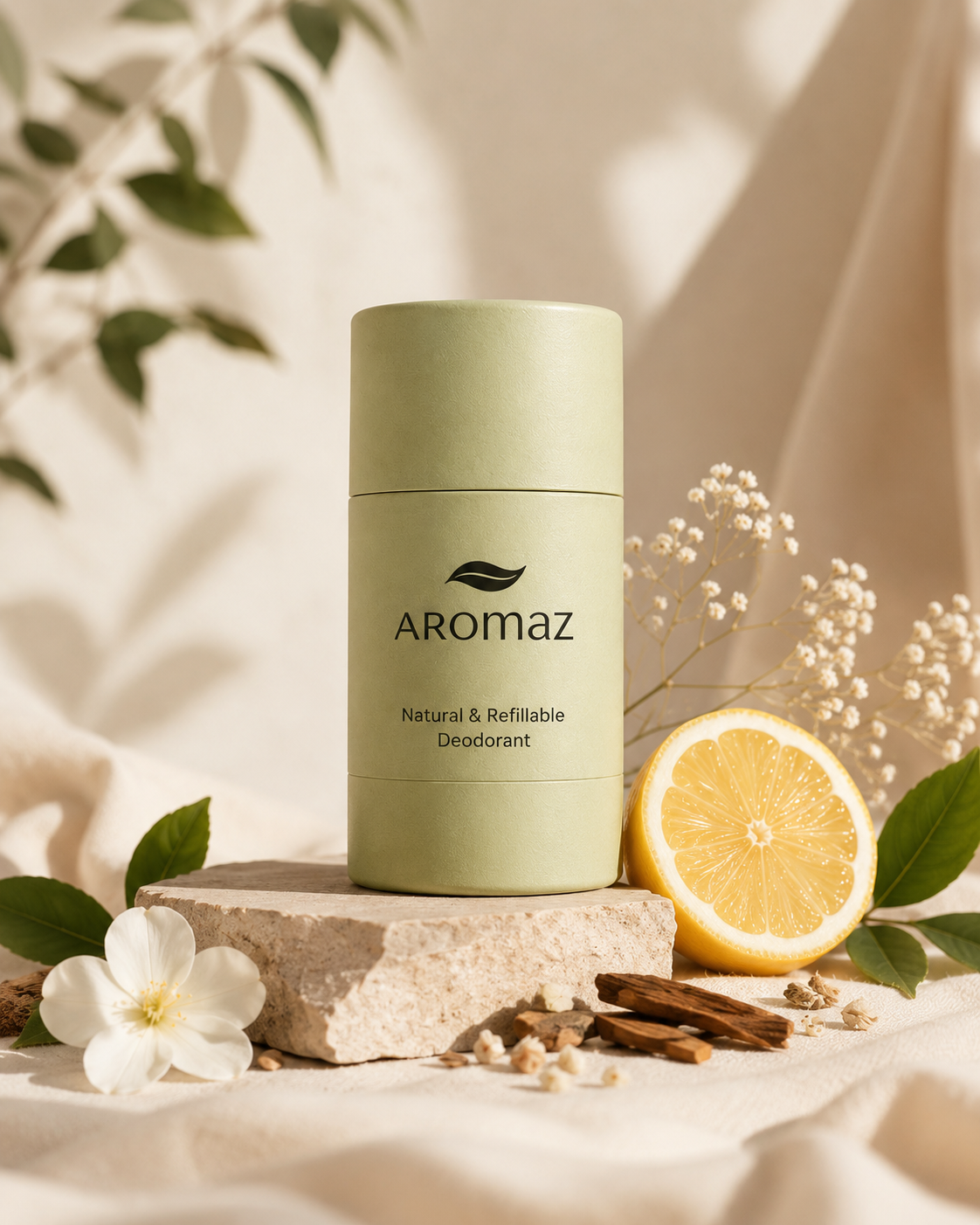 Aromaz refillable natural deodorant